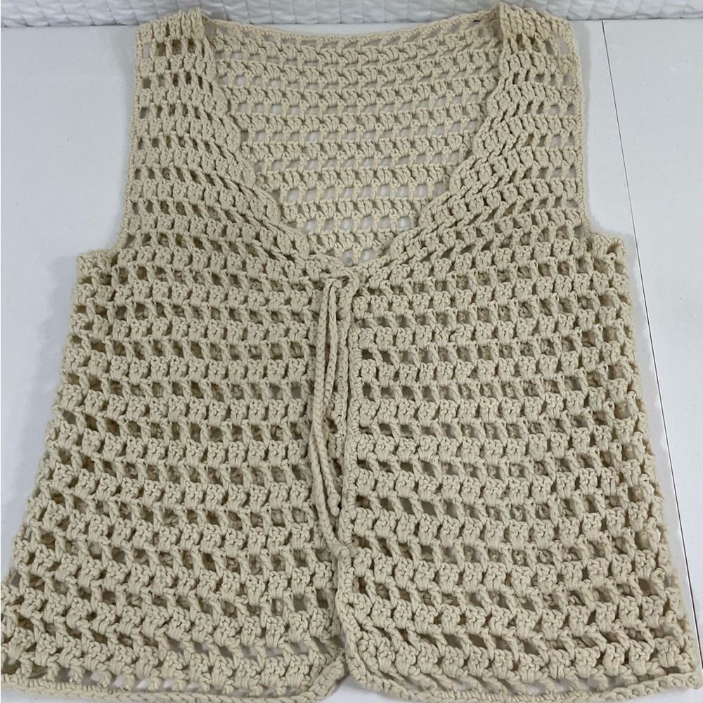 Crochet Beige Sleeveless Tunic